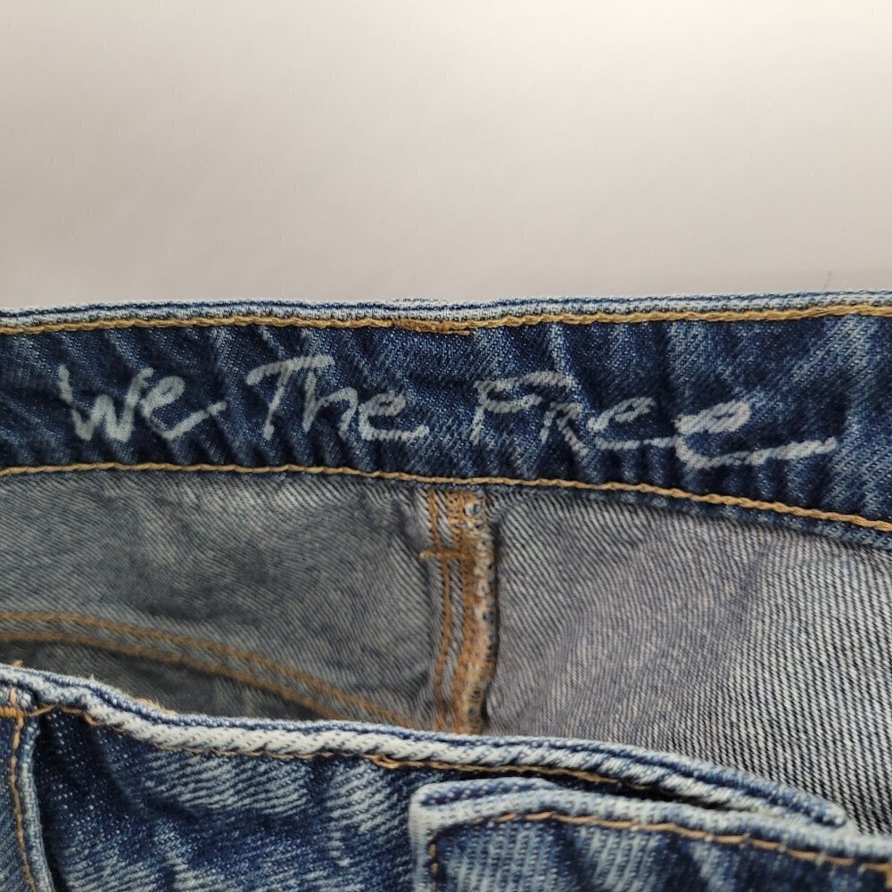 NWT Free People We The Free Bailey Raw Hem Denim Mini Skirt Indigo Blue 25 - Picture 7 of 12